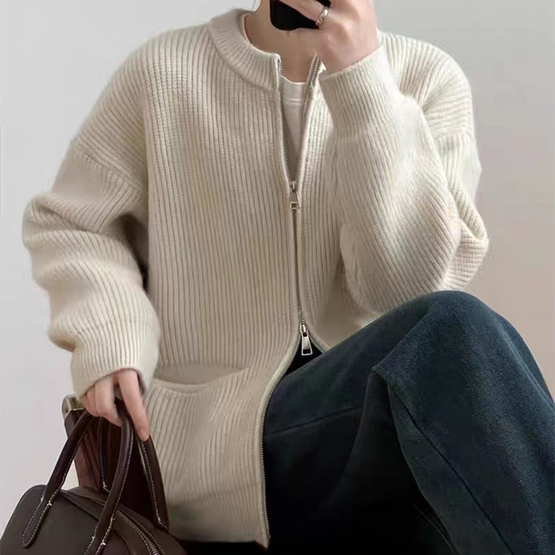 Damen Kuscheliger Strickcardigan mit Reißverschluss und gemütlicher Passform ModeGeist