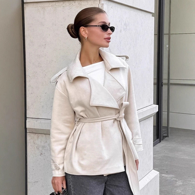 Damen Elegante Utility-Jacke mit Taillengürtel und entspannter Passform ModeGeist