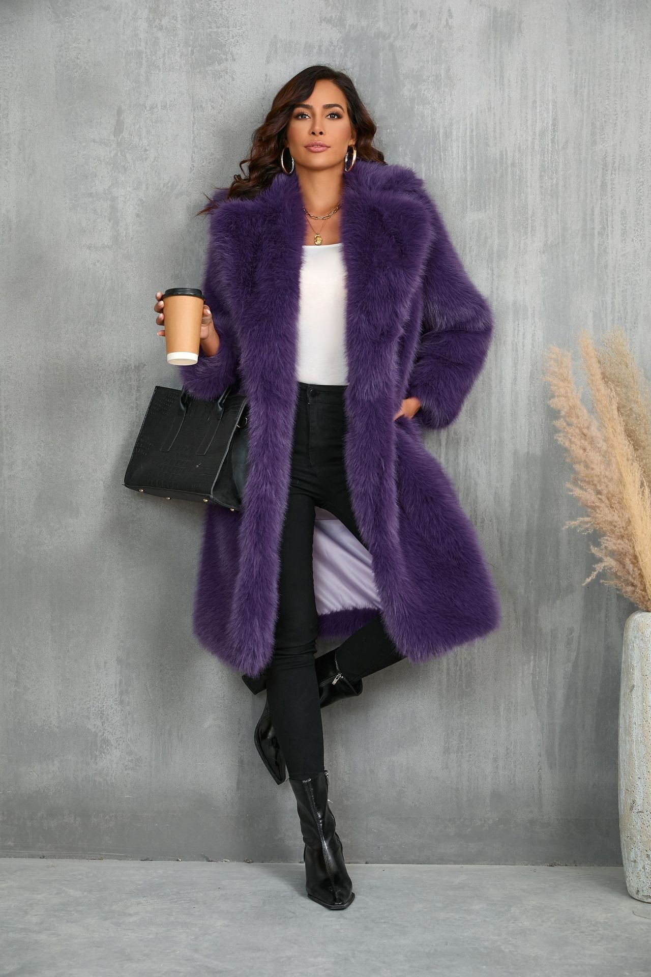 Damen Luxuriöser Kunstfellmantel mit elegantem Schnitt ModeGeist
