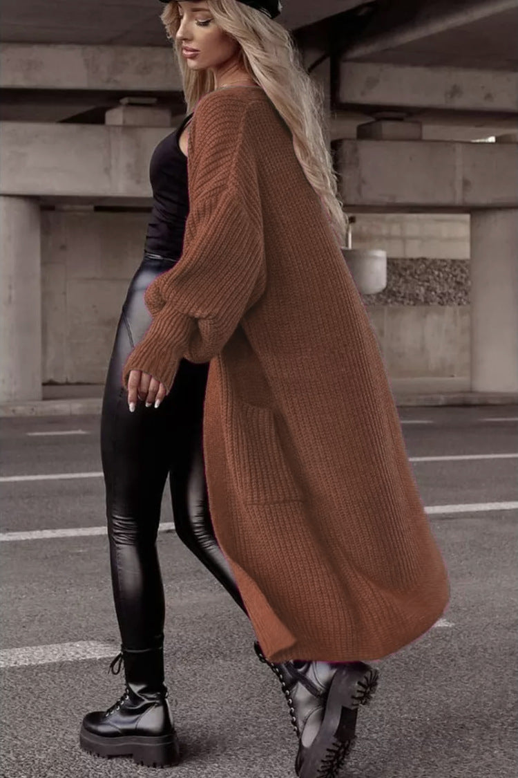 Damen Grobstrickmantel im lässigen Oversized-Stil mit tiefen Taschen ModeGeist