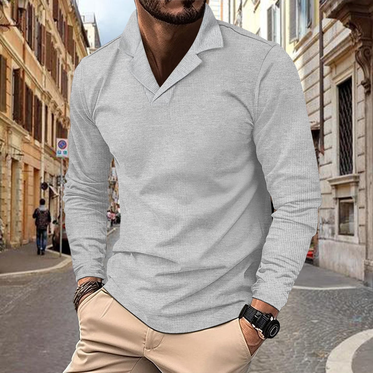 Herren modisches Langarmshirt mit strukturiertem Design ModeGeist