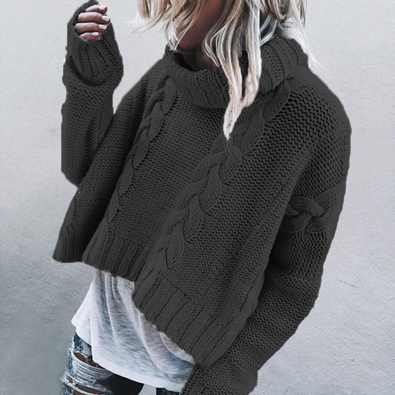 Damen Grobstrickpullover mit voluminösem Rollkragen und Zopfmuster ModeGeist