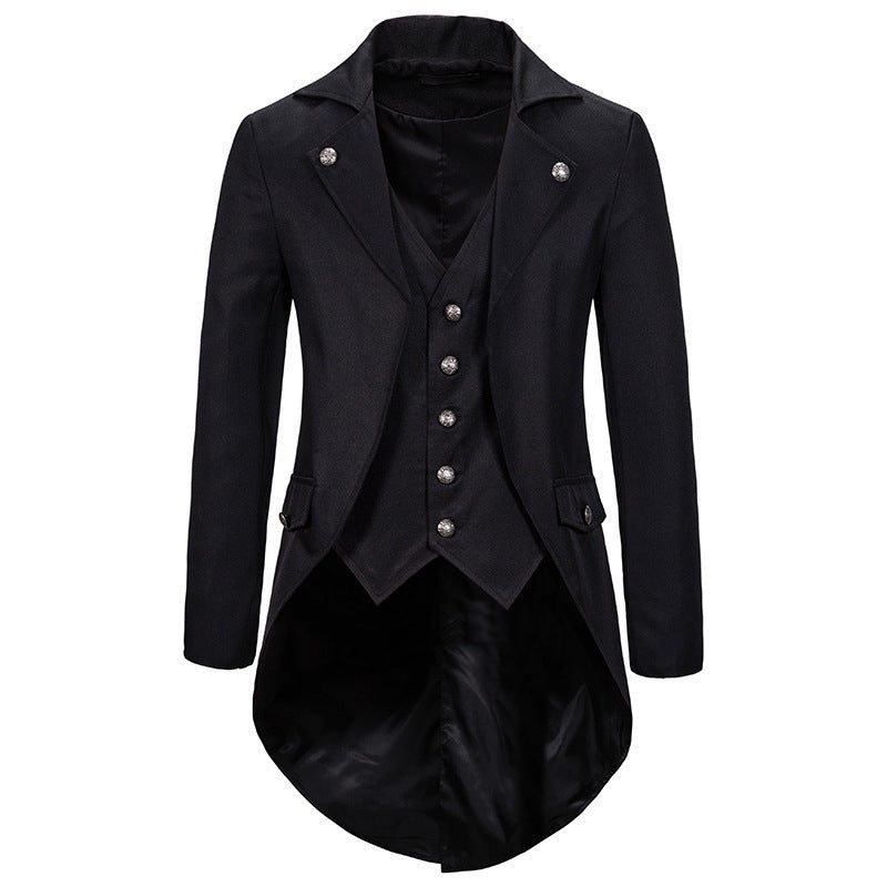 Herren eleganter Steampunk-Sakko mit asymmetrischem Schnitt und edlen Details ModeGeist