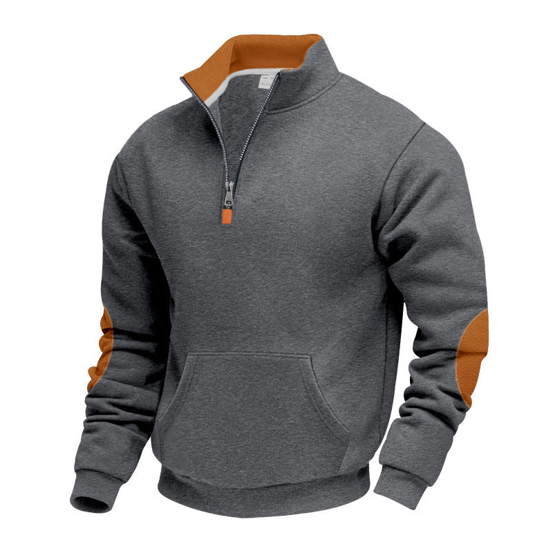 Herren Hochwertiger Stehkragenpullover aus atmungsaktivem Material mit Reißverschluss und Kontrastakzenten ModeGeist