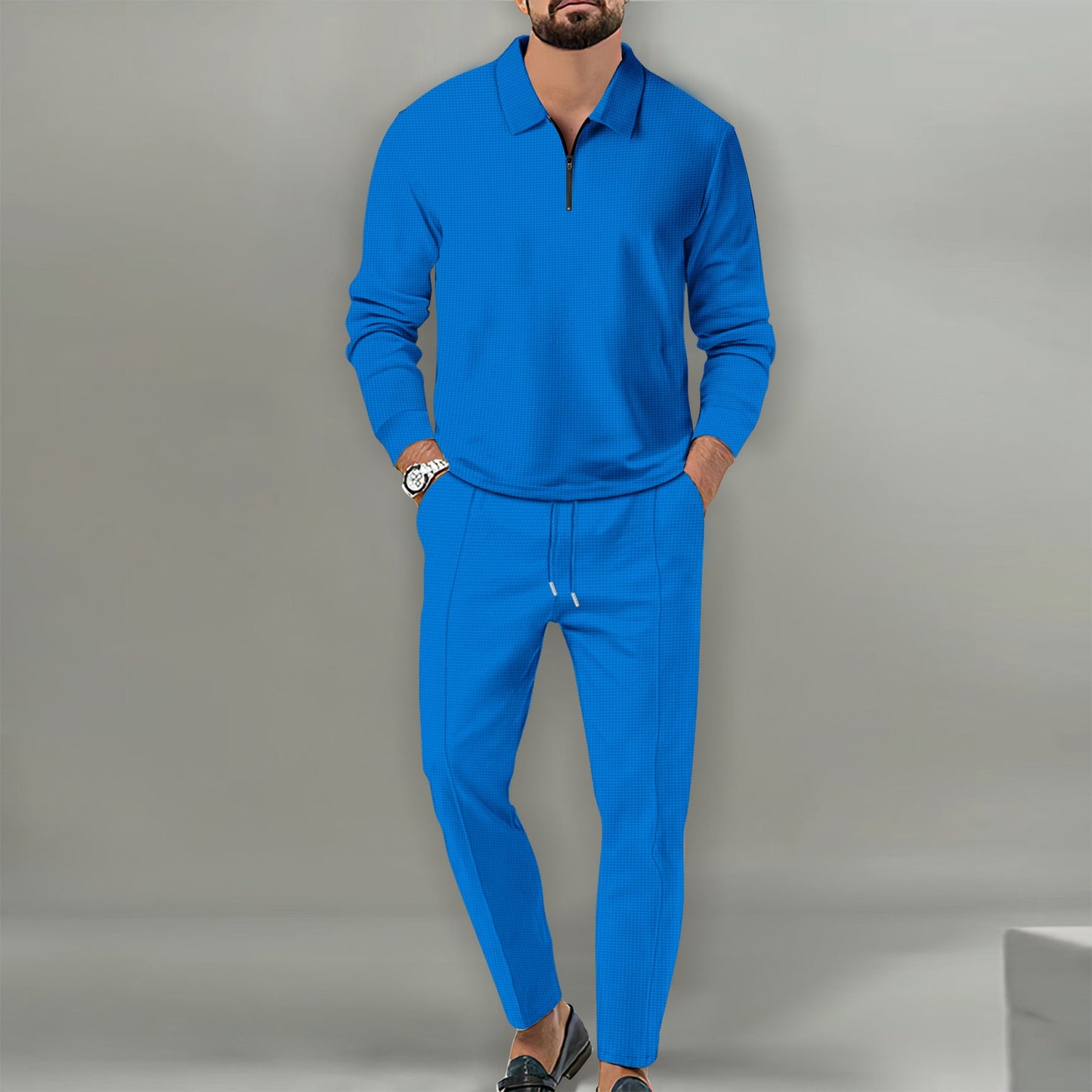 Herren Sportlicher Sweater mit Reißverschluss und eleganter Slim-Fit Hose ModeGeist