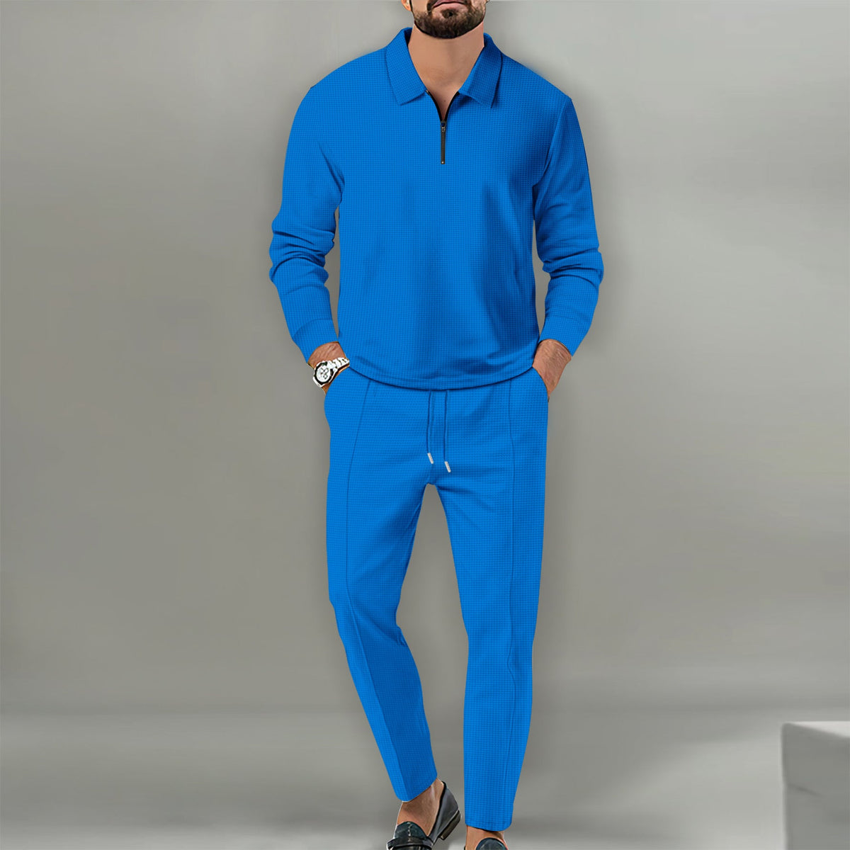 Herren Sportlicher Sweater mit Reißverschluss und eleganter Slim-Fit Hose ModeGeist