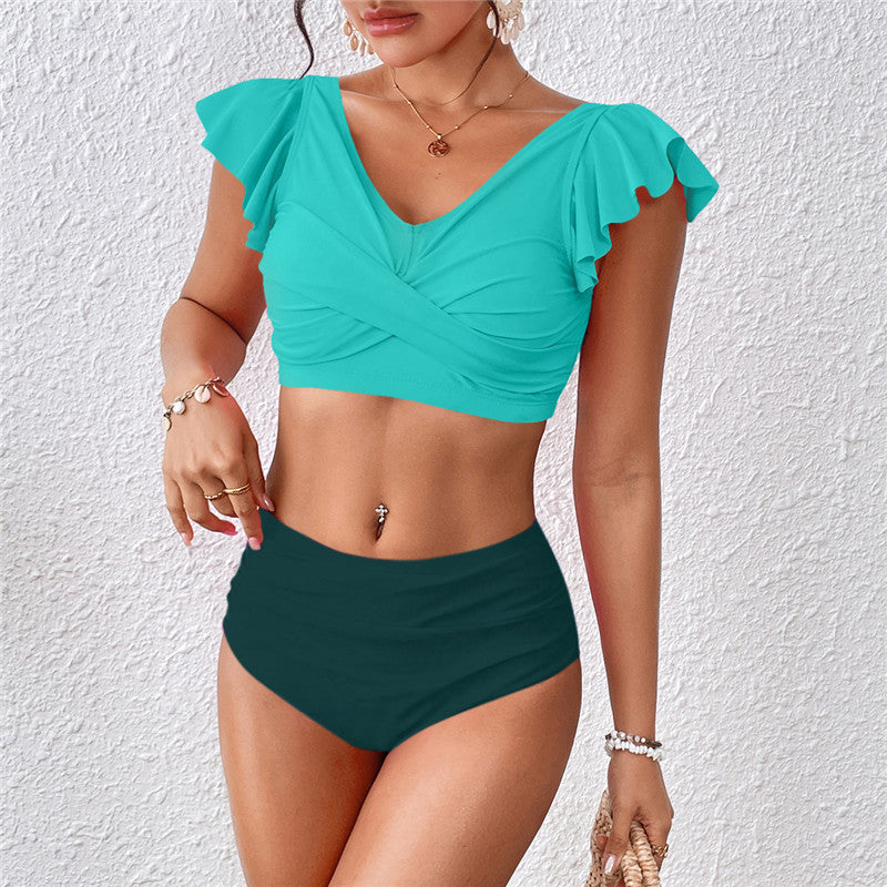 Bikini-Set für Damen mit hoher Taille und Rüschen: MODEGEIST