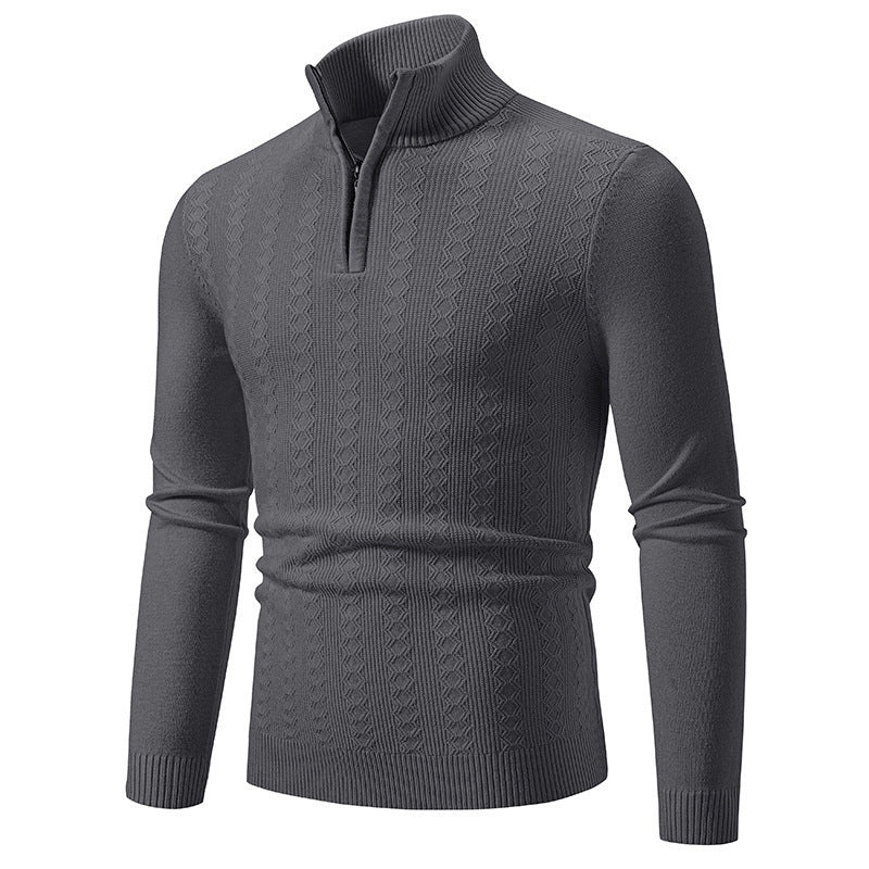 Herren Pullover mit Stehkragen und Zipper ModeGeist