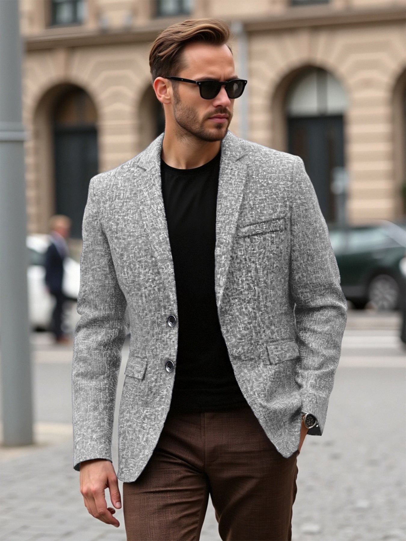 Herren eleganter strukturierten Blazer mit modernem Gewebe und stilvollen Details ModeGeist