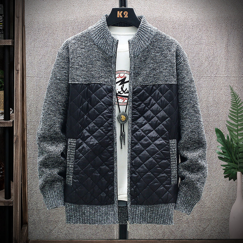 Herren Steppjacke mit Strickdetails und hohem Kragen ModeGeist