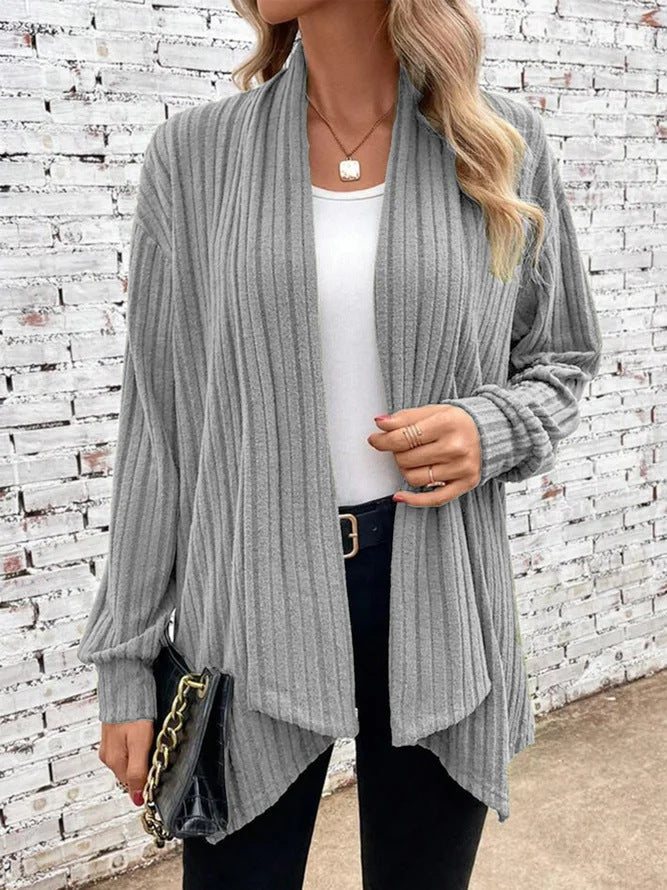 Damen lässiger Strickcardigan mit markantem Rippdesign ModeGeist