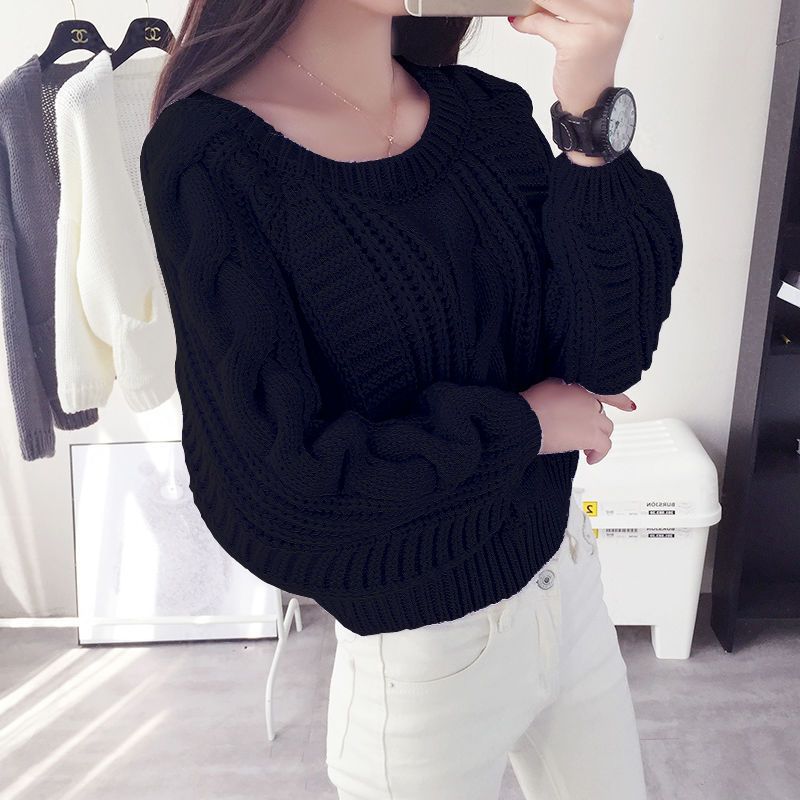 Damen Grobstrickpullover mit voluminösen Ärmeln und Zopfmuster ModeGeist
