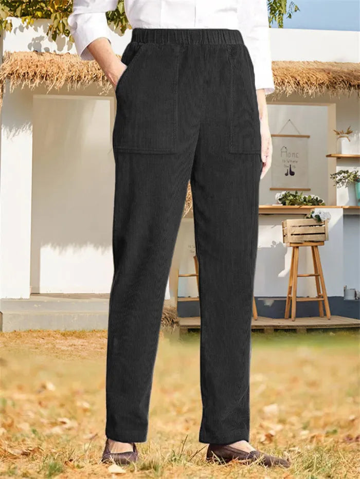 Einfarbige gerippte Hose von Isley für Damen