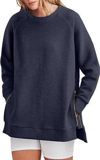 Damen modischer Sweatshirt mit seitlichen Reißverschlüssen ModeGeist