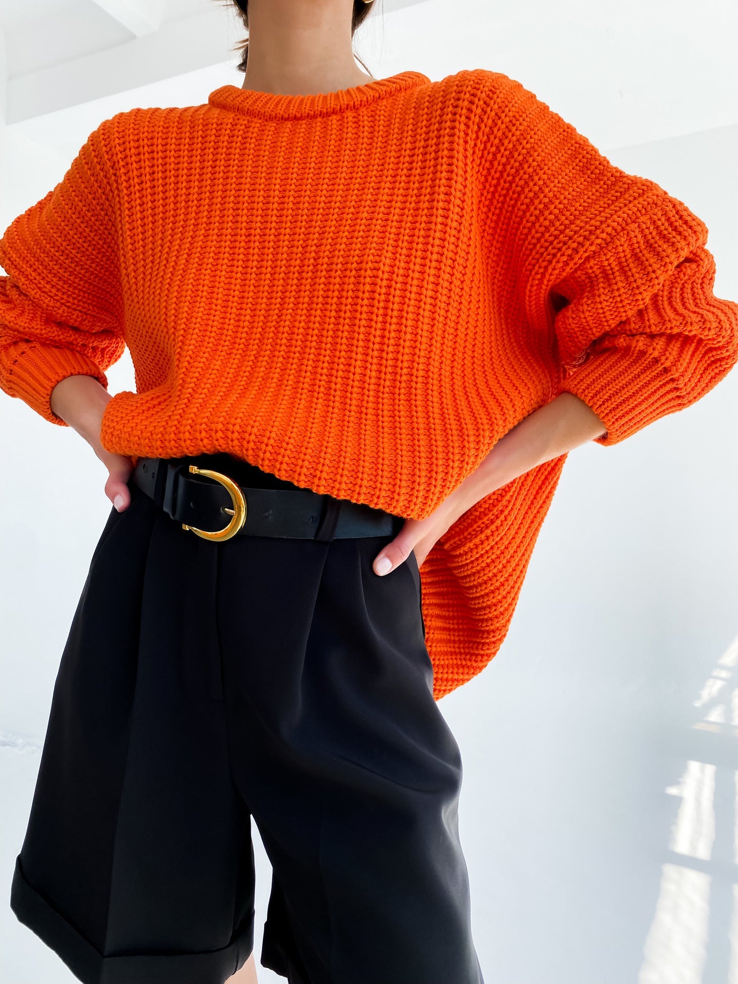 Damen lässiger Strickpullover mit strukturierter Mascheninterpretation und weitem Schnitt ModeGeist