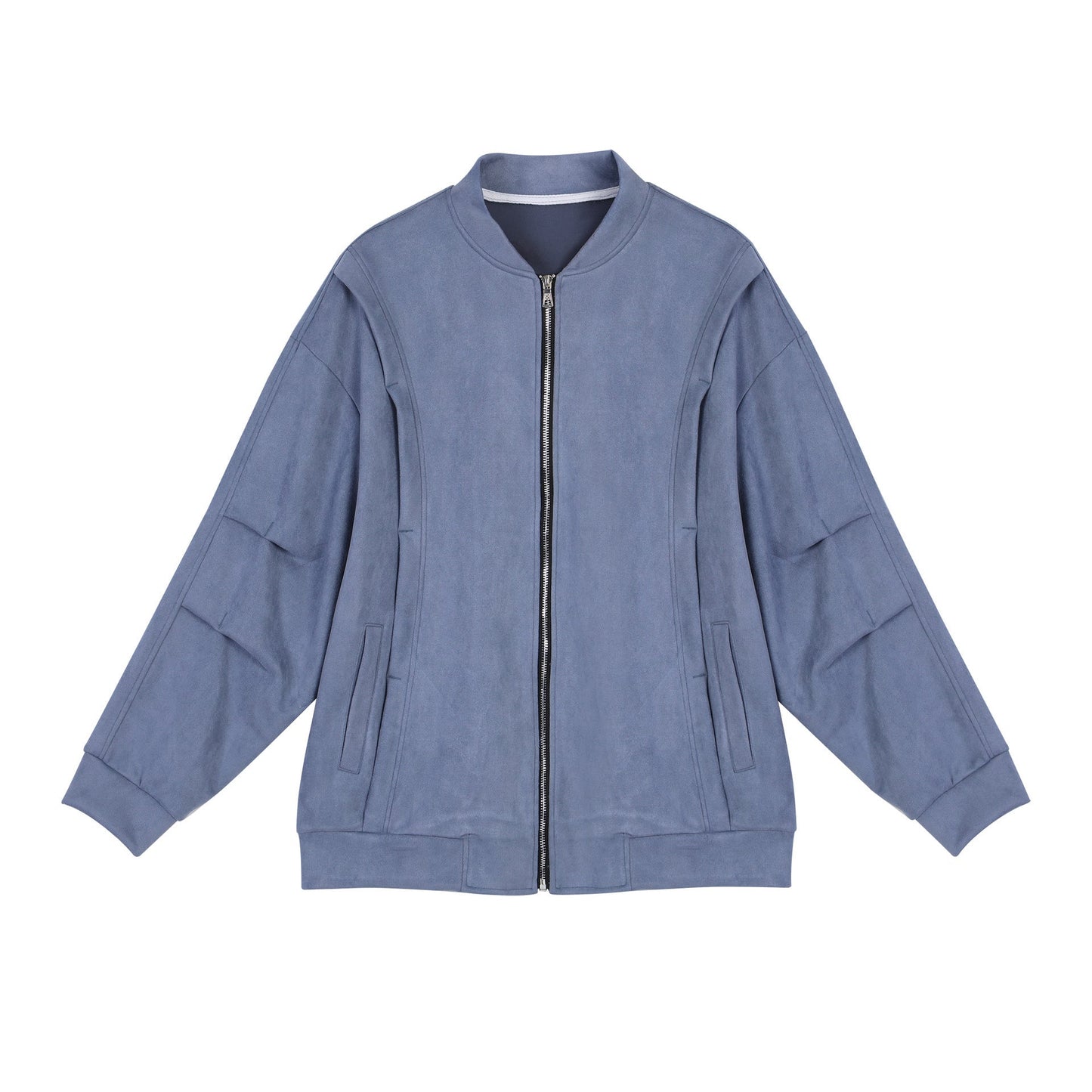 Damen stylische Oversize-Jacke aus weichem Kunstleder mit praktischen Taschen und durchgehendem Reißverschluss ModeGeist
