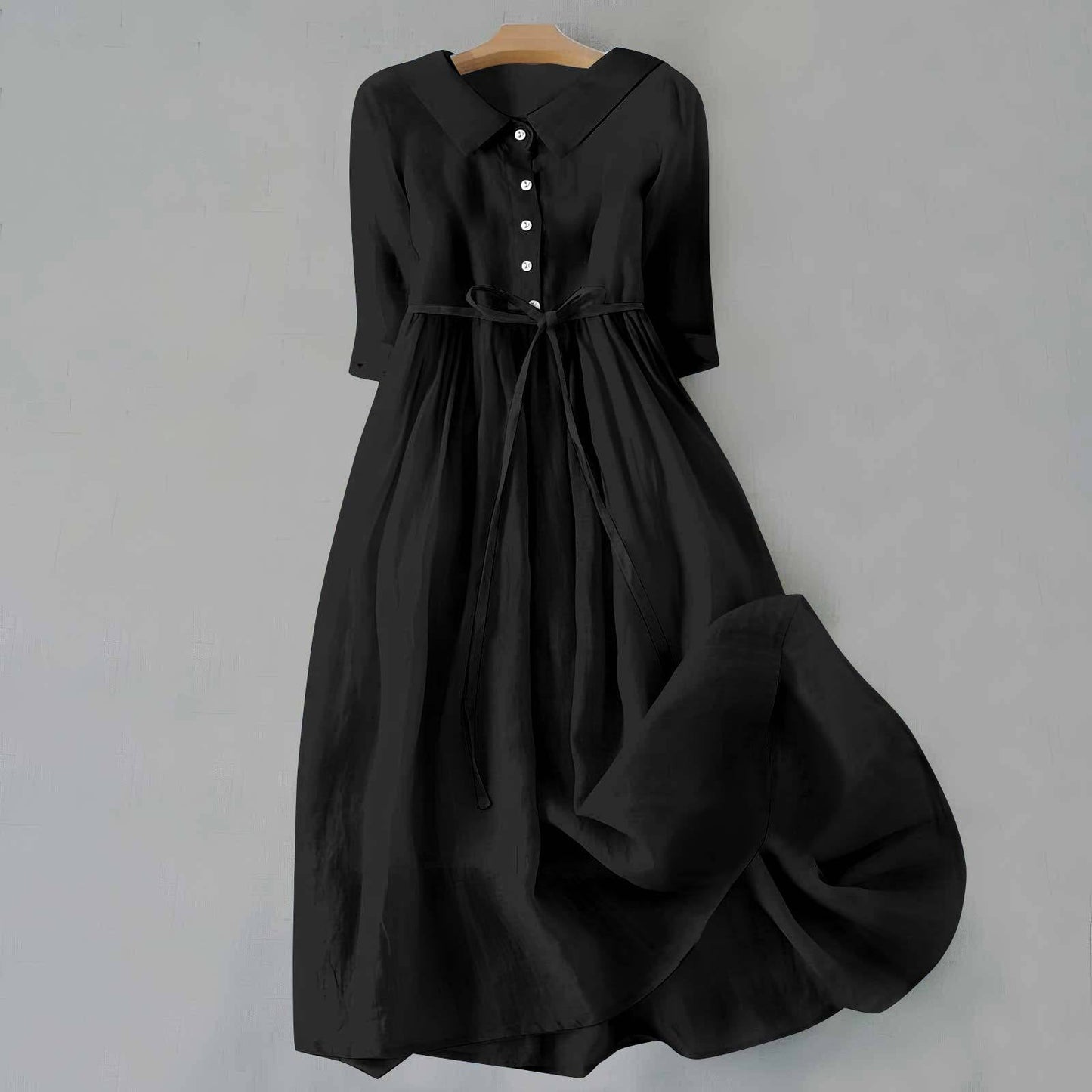MODEGEIST Damen Casual-Kleid A-Linie Kurzarm Leichte Baumwolle Sommer