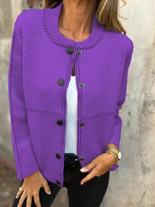 Damen Strickjacke mit Knopfleiste und edler Halslinie ModeGeist