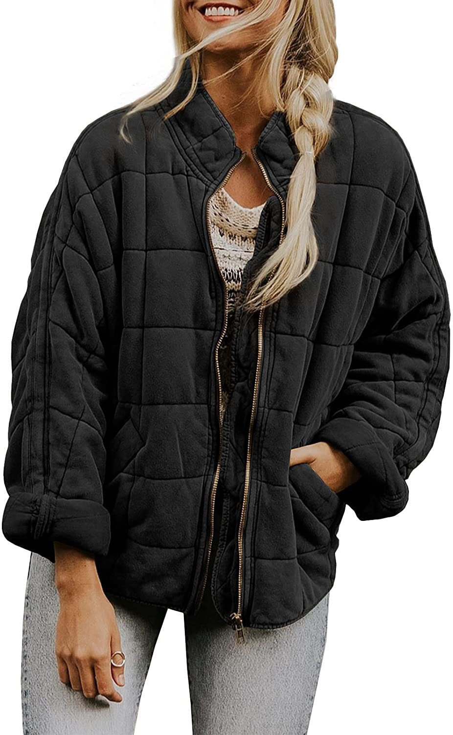 Damen gesteppte Kapuzenjacke mit Reißverschluss und Taschen ModeGeist