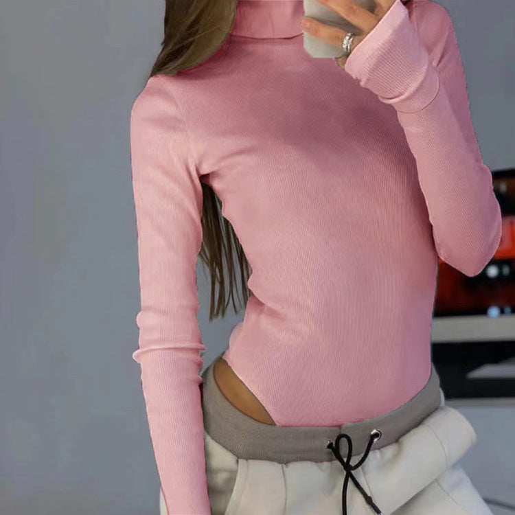 Damen Langärmliges Oberteil mit hohem Kragen und modernen Cut-Outs ModeGeist