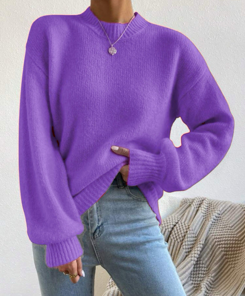 Damen Modischer Pullover mit hochgeschlossenem Ausschnitt und strukturiertem Strick ModeGeist