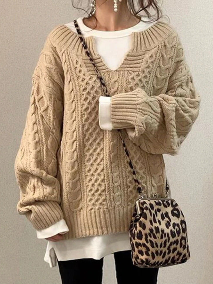 Damen Strickpullover mit strukturiertem Muster ModeGeist
