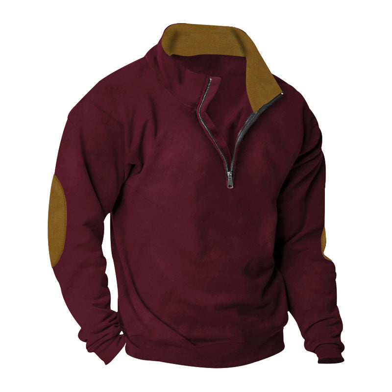 Herren Fleece Sweatshirt mit Stehkragen und schicken Kontrastärmel ModeGeist