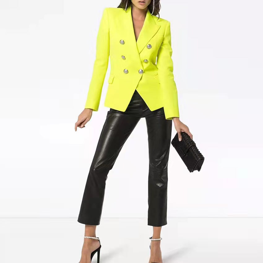 Damen Elegante Doppelreihige Blazerjacke mit goldenen Knöpfen ModeGeist