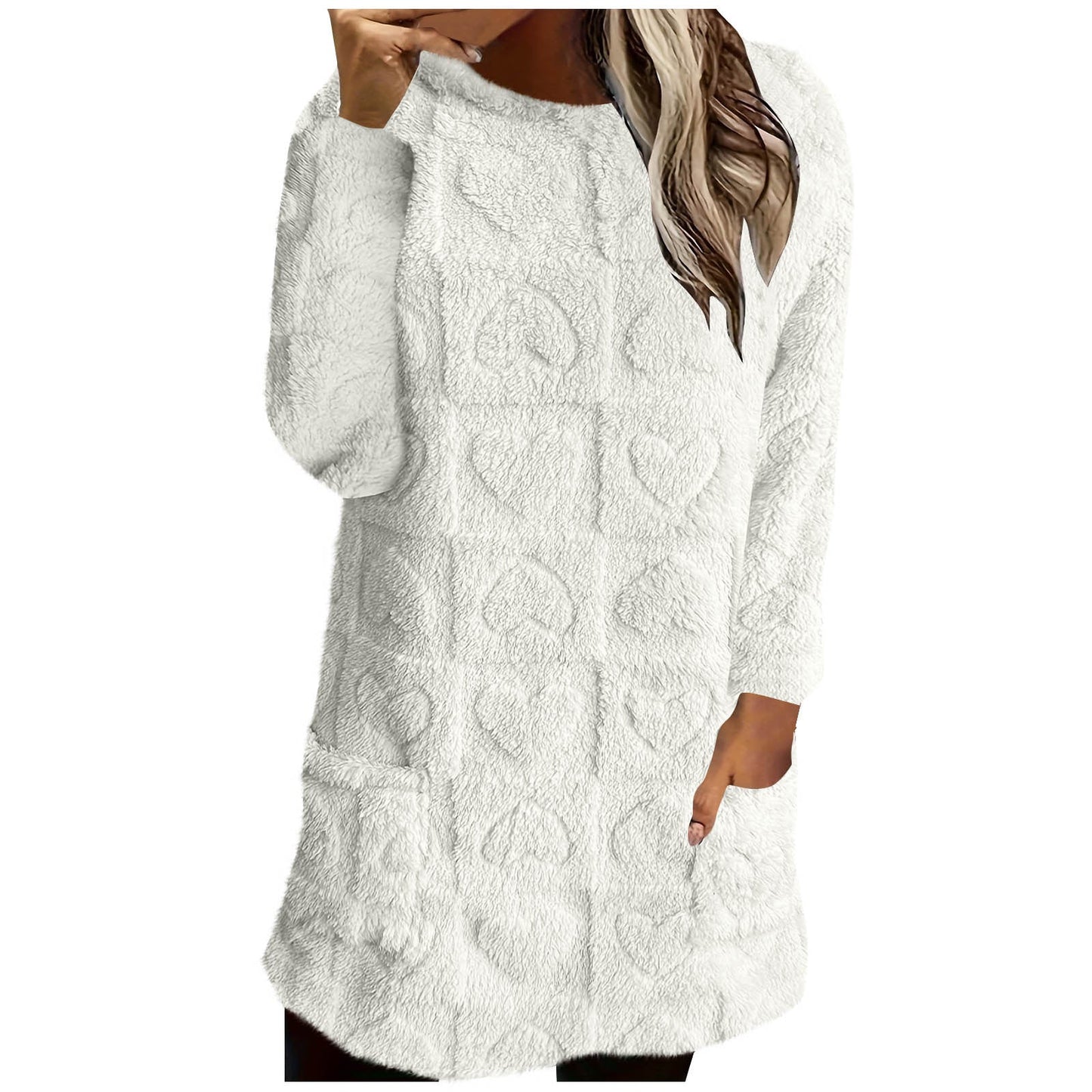 Damen Kuschelige Tunika mit Herzmuster ModeGeist