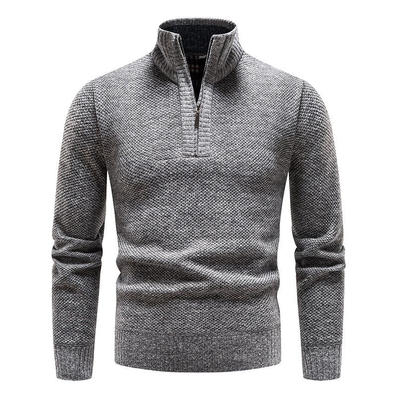 Herren eleganter Strickpullover mit modernem Stehkragen und Reißverschluss ModeGeist