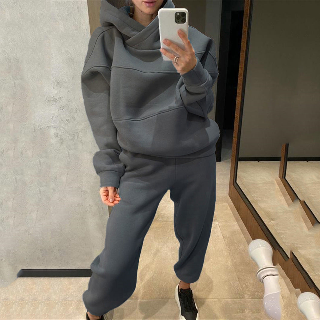 Damen lässiges Hooded Sweatset mit Ziernähten ModeGeist