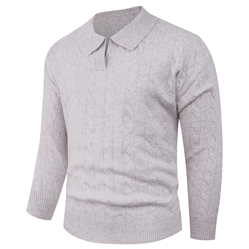 Herren Strickpullover mit modernem Zopfmuster und Polokragen ModeGeist