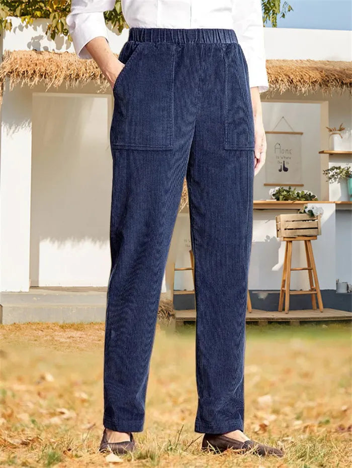 Einfarbige gerippte Hose von Isley für Damen