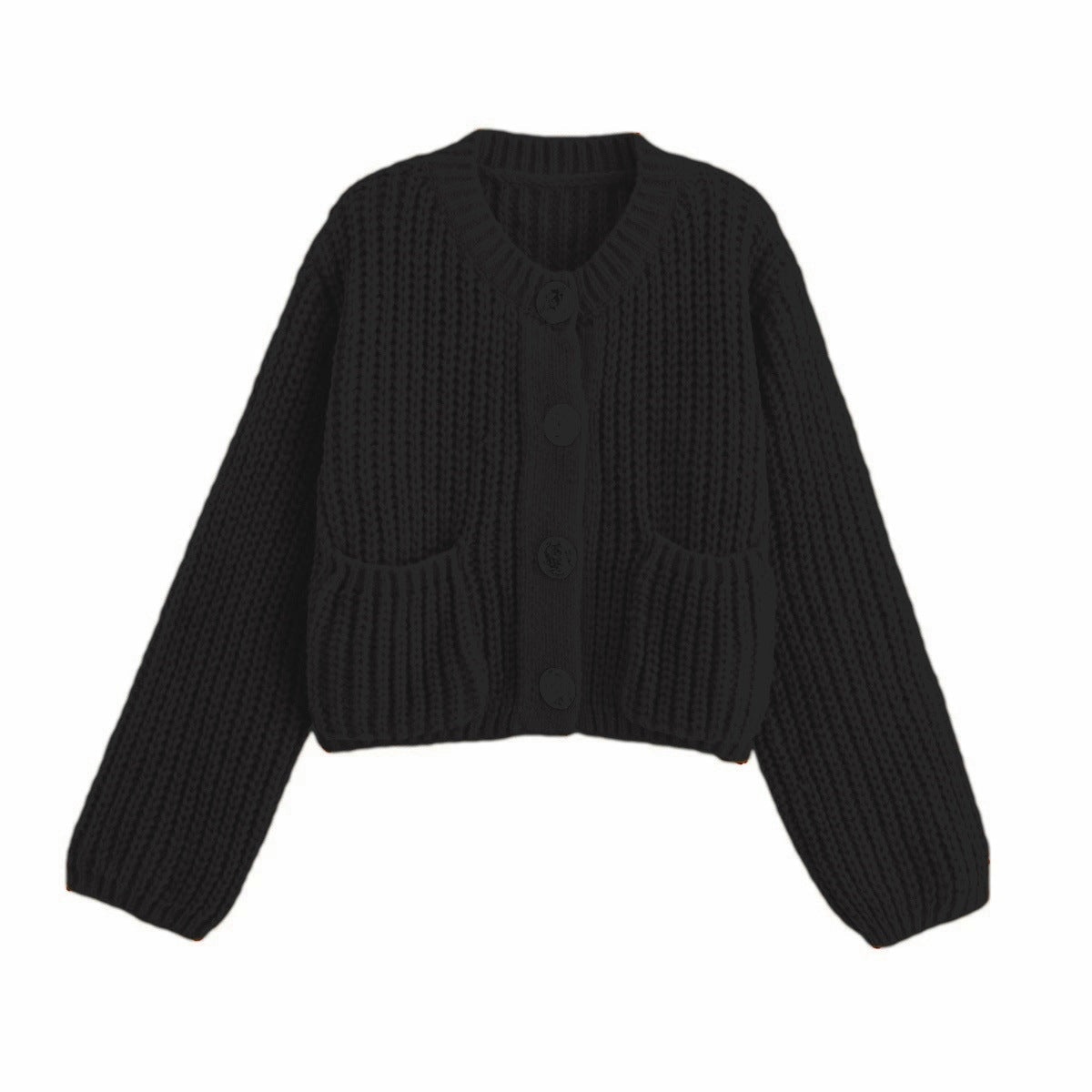 Damen kuschelige Strickjacke mit dekorativen Knöpfen und praktischen Taschen ModeGeist