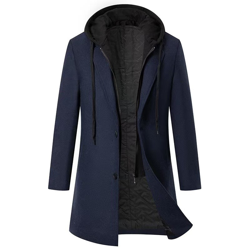 Damen modische Longjacke mit abnehmbarer Kapuze und trendigem Innenfutter ModeGeist