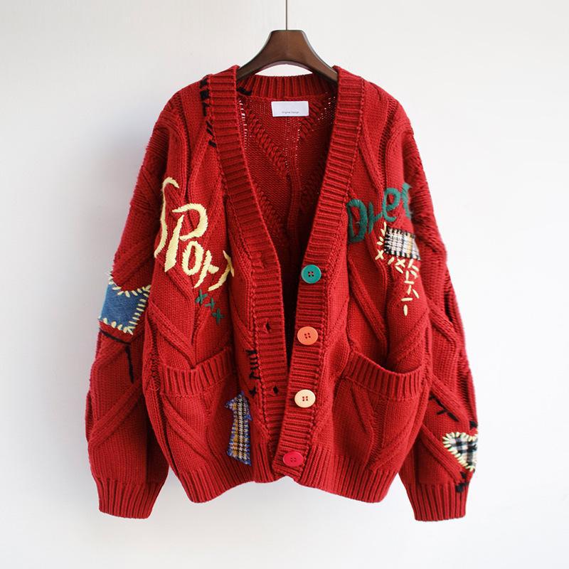 Damen gefütterter Strickcardigan mit bunten Knöpfen und einzigartigem Design ModeGeist