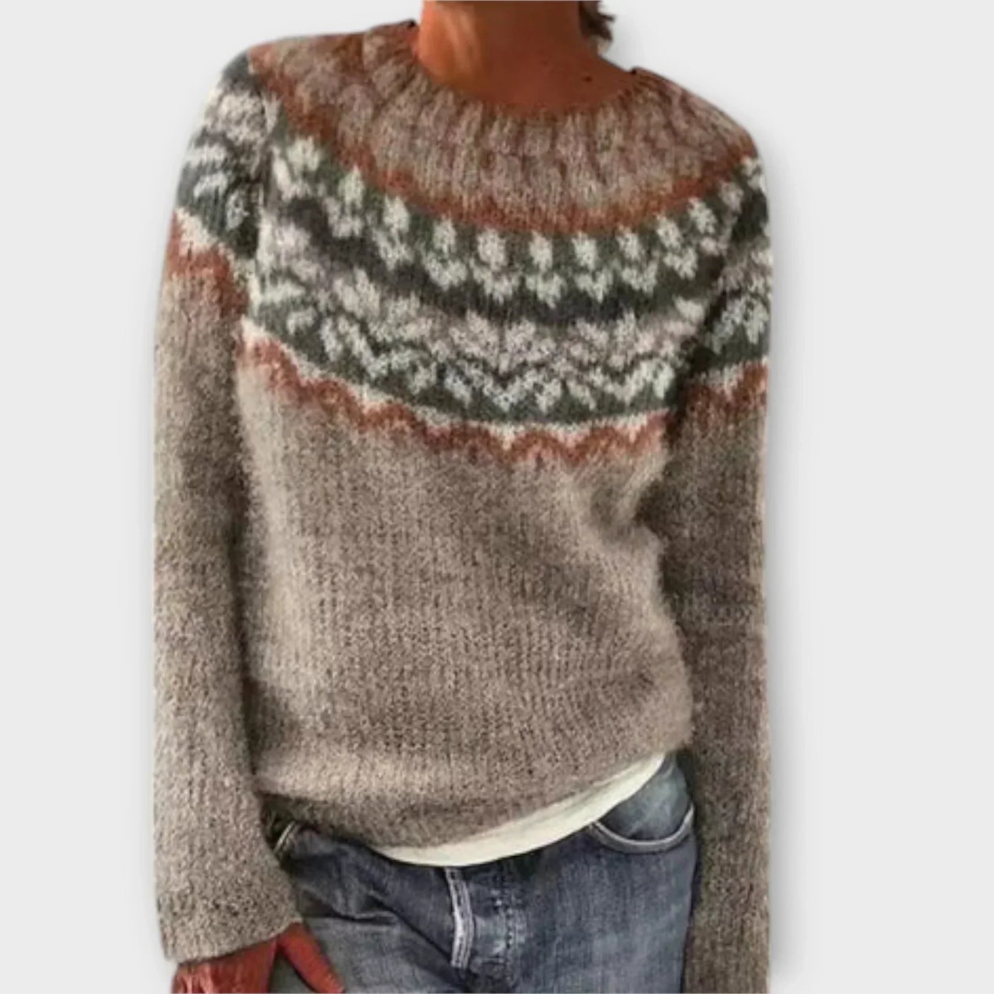 MODEGEIST Damen Vintage-Pullover Weiche Struktur Klassisches Design Zeitlos