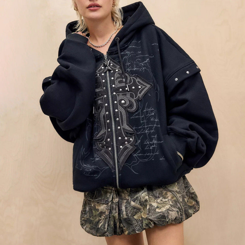 Damen Oversized Hoodie mit detailreichem Druck ModeGeist