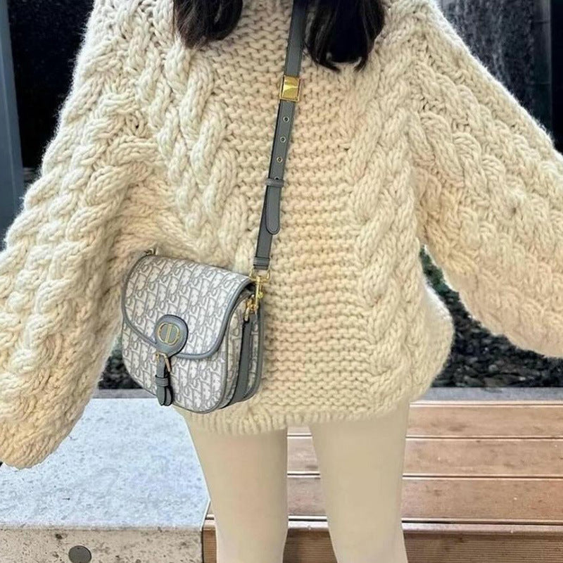 Damen Grobstrickpullover mit übergroßen Ärmeln ModeGeist