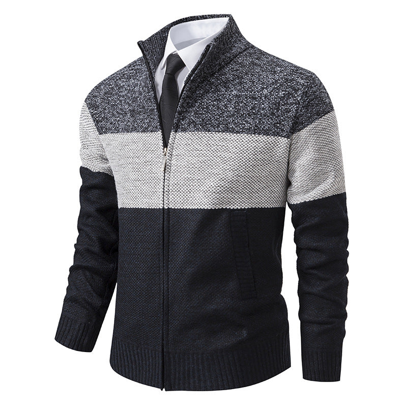 Herren modische Strickjacke mit hohem Kragen und modernem Reißverschluss ModeGeist