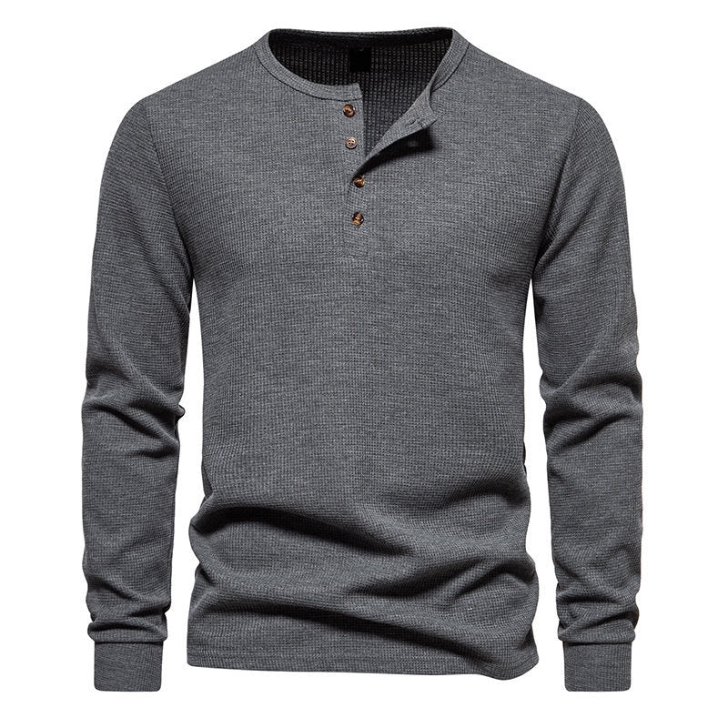 Herren Langarmshirt mit Knopfleiste und strukturiertem Design ModeGeist