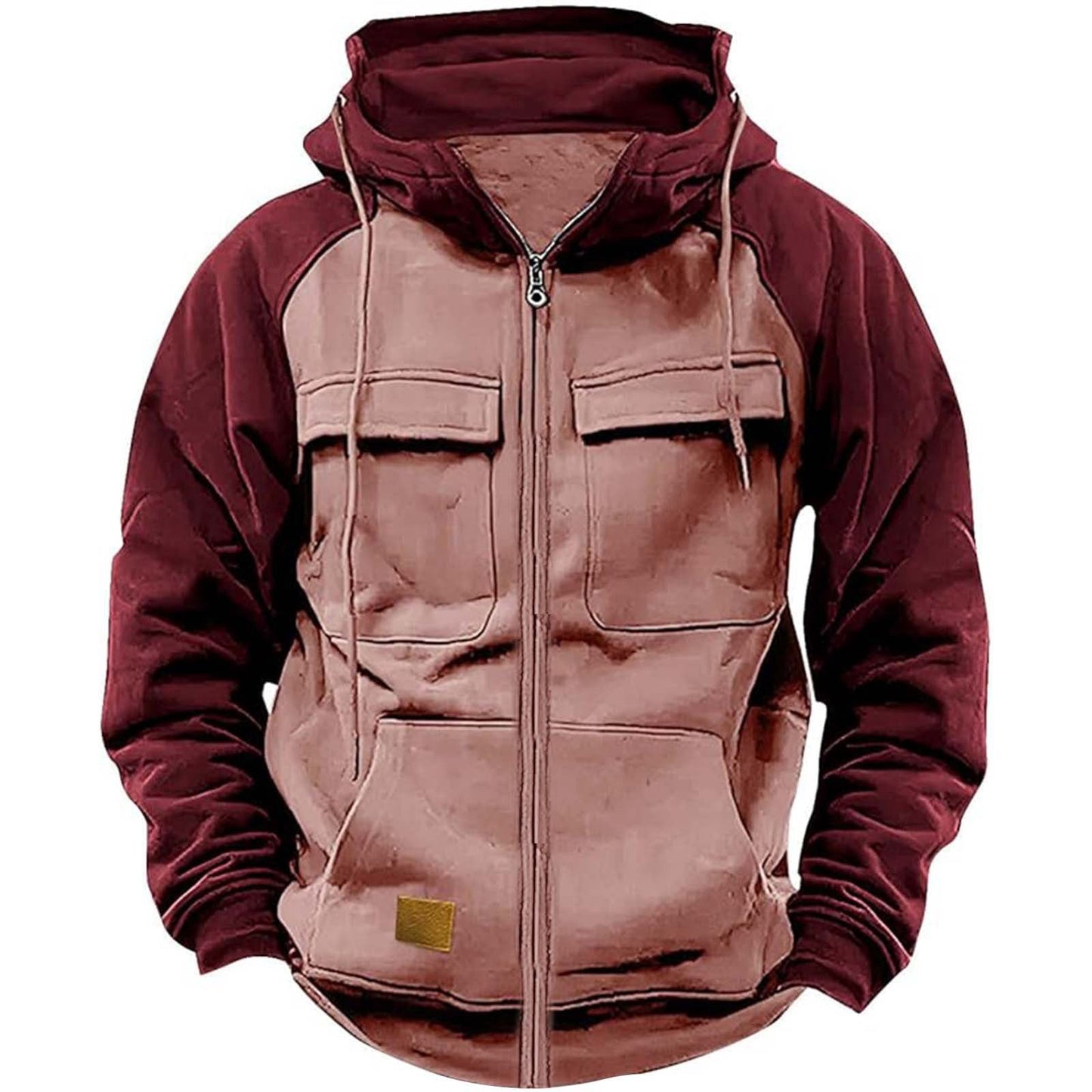 Herren Kapuzenjacke mit praktischen Vorder-Utility-Taschen und hohem Kragen ModeGeist