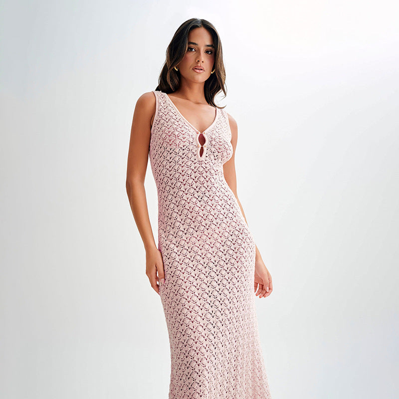 Modisches Damen-Maxikleid aus Häkelstrick, Artikelnummer 1750753222