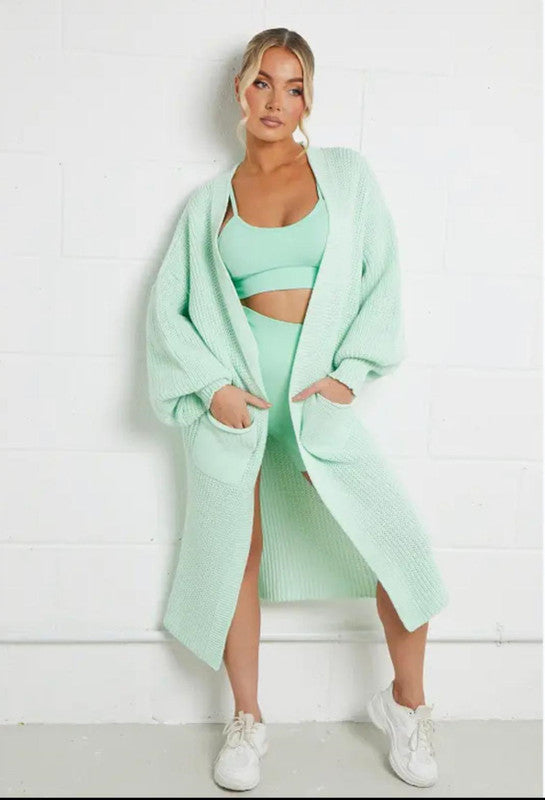 Damen Langstrickjacke mit grober Maschenstruktur und praktischen Taschen ModeGeist