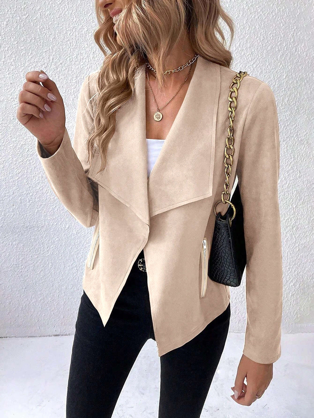 ModeGeist | Einfarbige Langarm Gekürzte Jacke