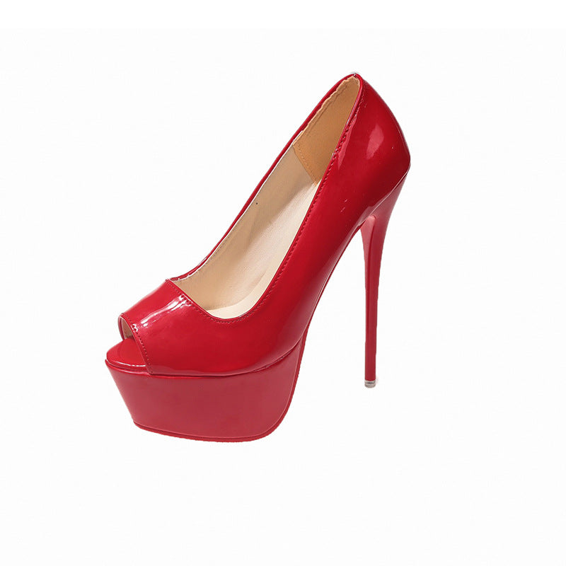 Damen Peeptoe High Heels mit Plattform und hohem Stiletto-Absatz ModeGeist