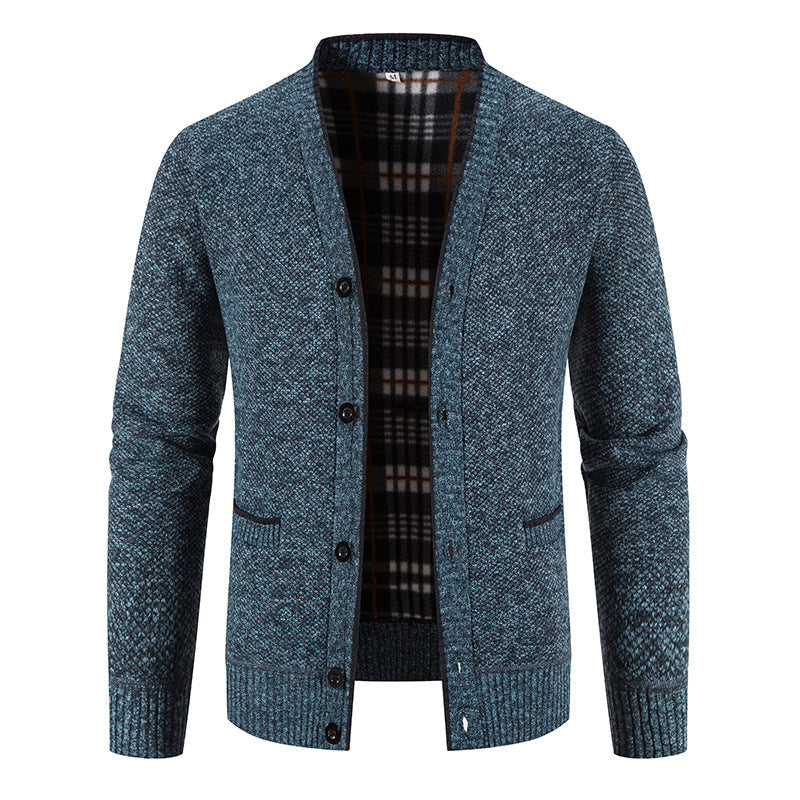 Herren Strickjacke mit eleganter Karostruktur und Knopfverschluss ModeGeist