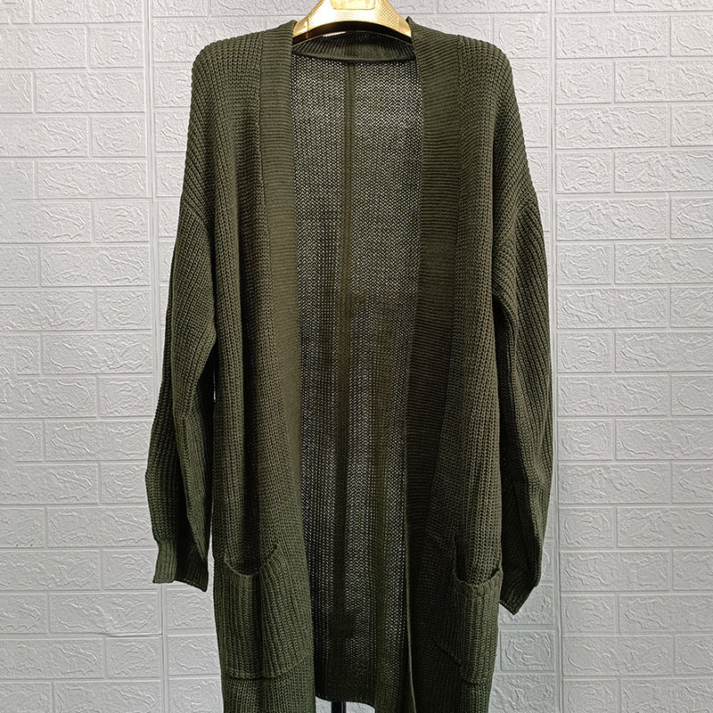 Damen Strickjacke mit offener Front und strukturiertem Design ModeGeist