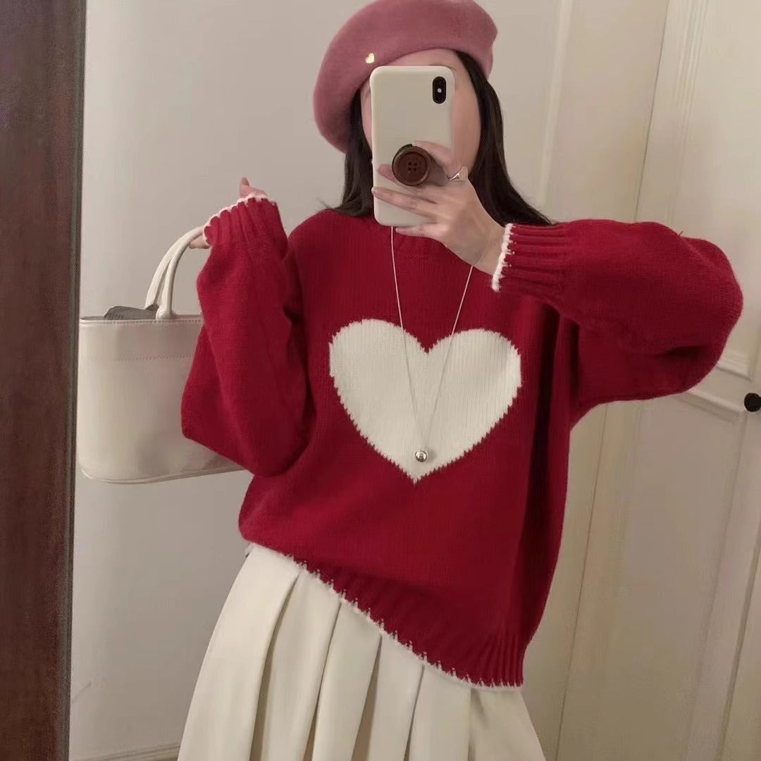 Damen angesagter Pullover mit Herzmotiv und lässigem Schnitt ModeGeist