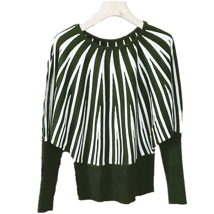Damen weicher Pullover mit modernem Streifenmuster und weitem Schnitt ModeGeist